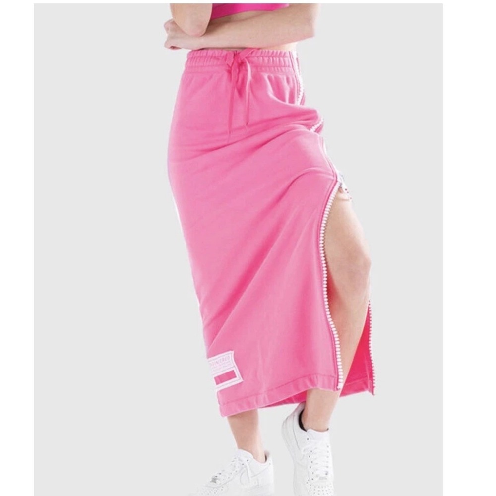 Nike Sportswear Icon Clash Pink Fleece Maxi Skirt Side Zip Size S
